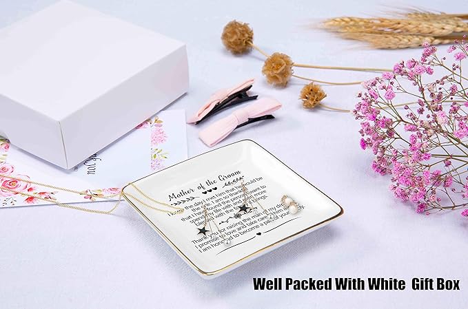 Wedding Mother of the Groom Gift from Bride,I Knew the Day I Met Him That He Would be the One,Thank You Gifts for New Mom,Bridal Shower Presents,Ceramic Jewelry Tray Box,Trinket Holder,Ring Dish