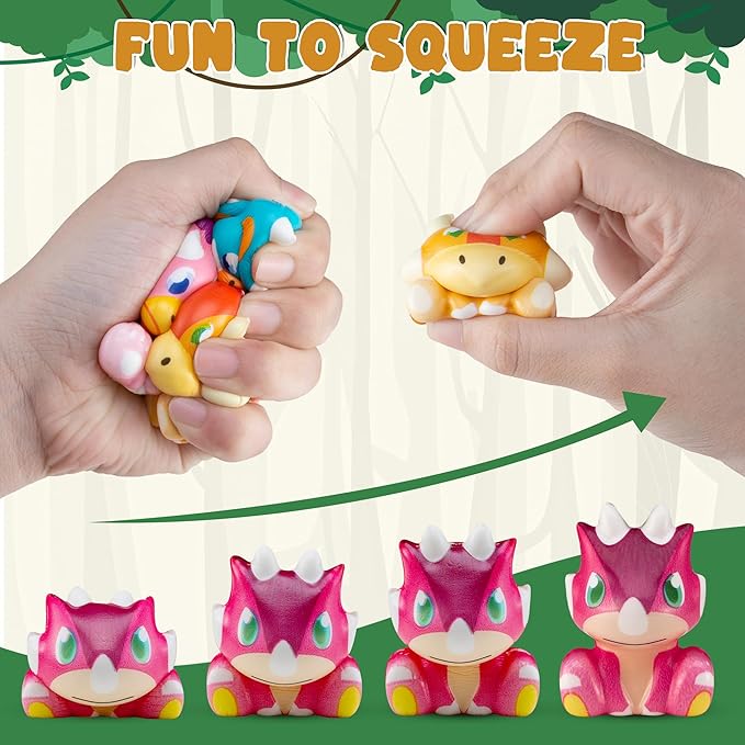 Party Favors for Kids 24PCS Dinosaur Squishy Toys,Goodie Bag Stuffers, Pinata Stuffers,Birthday Gifts for Boys & Girls,Treasure Chest Prizes,Classroom Prizes for Kids (Dinosaur) (Dinosaur)