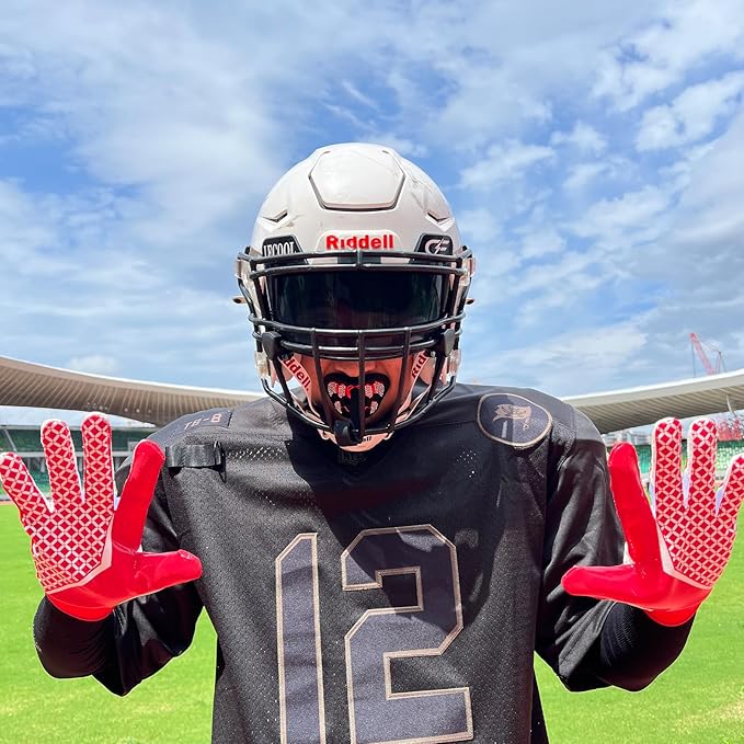LeCool Football Mouth Guard with Connected Strap- 3D Beast Chrome Adult and Youth Mouth Guard-Mouth Piece for Sports for Maximum Air Flow and Teeth Protection