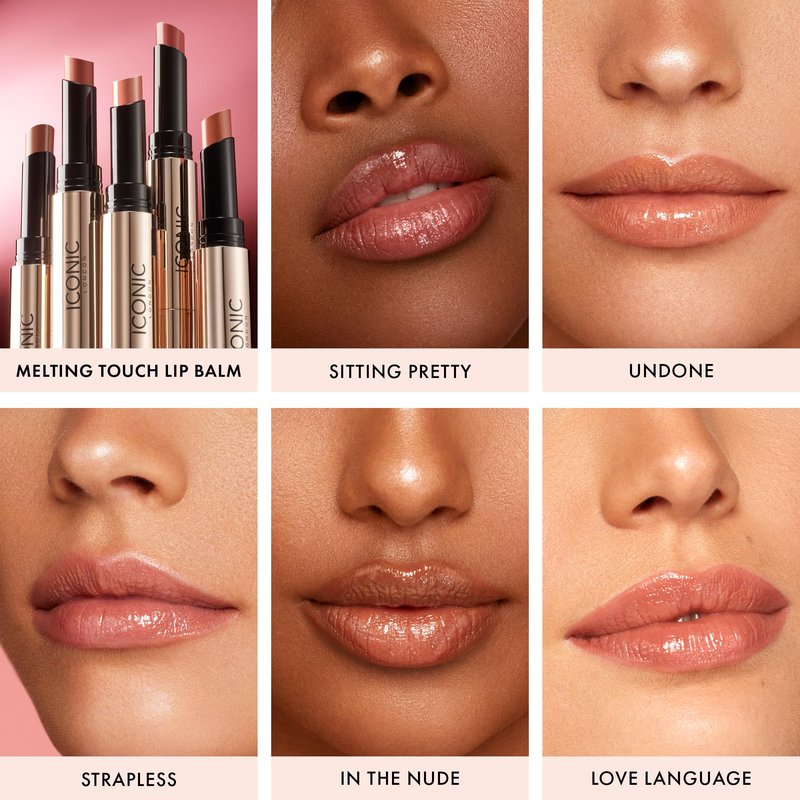 ICONIC LONDON Melting Touch Lip Balm | Hydrating Lip Balm, Non Sticky, Sheer Wash of Colour, Cruelty Free, Vegan Makeup (Strapless) 0.10 Fl oz