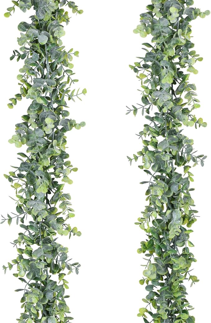 Lvydec 2 Pack Artificial Eucalyptus Garland, Fake Eucalyptus Greenery Garland Wedding Backdrop Arch Wall Decor, 5.5 Feet/Strand Fake Hanging Plant for Table Festival Party Decoration