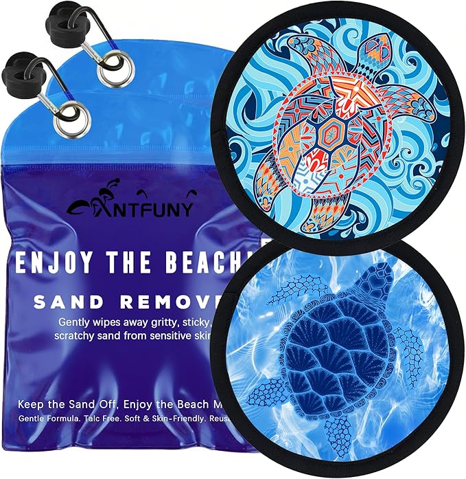 Antfuny 2 Packs Sand Remover for Beach Family Women Dog Beach Trip Essential Summer Vacation Must Have Travel Accessories Lake Day Necessities Cruise Ship Stuff Thing Need Gear Gift Supplies Towel