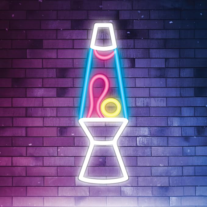 Lava LAMP Neon Wall Sign, 14" Pink Yellow LED Light, Perfect for Holiday & Birthday Gift, Party Decor, Kids Room, Bar, Restaurant
