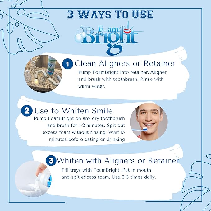 Retainer Foam Cleaner & Teeth Whitening Formula. The Ultimate Cleaning Toothpaste for Aligner Retainers. Great for All Kinds of Clear Retainers, Braces & Aligners. Safe for Dentures. (3 Pack)