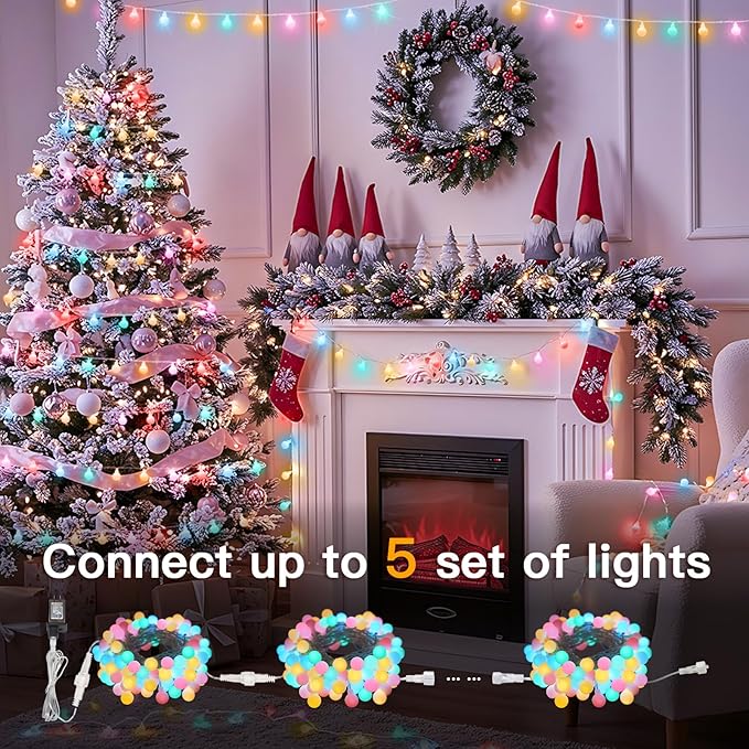 suddus Pastel Easter String Lights, 66ft 200 Led Connectable Globe String Lights Indoor with Timer, Fairy Lights Plug in for Mantle, Tree, Bedroom, Party, Room, Classroom, Patio, Outdoor Decoration