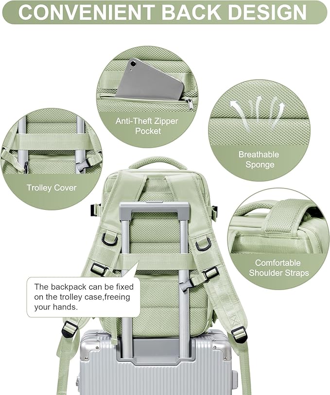 WONHOX Large Travel Backpack Carry on Flight Approved Laptop Work Business Backpack for Women Men Mochila de Viaje
