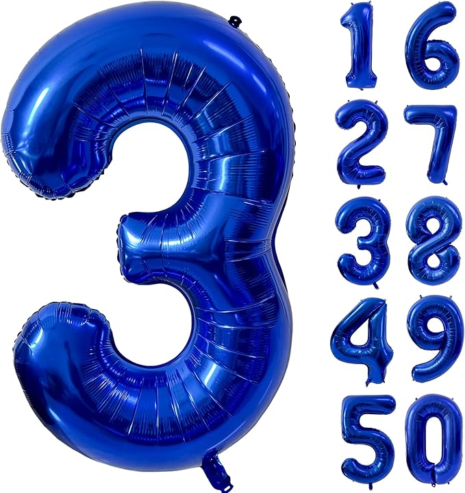 40 inch Navy Blue Number Balloon Dark Blue 3 Balloons Giant Foil Helium Balloons Blue Number 3 Balloon for 3rd Birthday Party Decorations