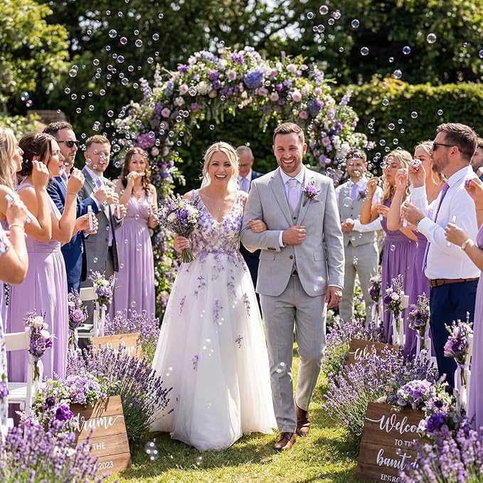 50 Packs Happy Engagement Bubbles Wedding Proposal Table Decorations Purple Heart Bridal Shower Favors Guests Gifts for Engagement Party Supplies(Golden)