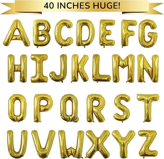 Letter Balloons Gold Party Balloon - 40 Inch Large Gold Letter L Balloon, Letter Balloon Birthday Decorations, Balloon for Women Men Anniversary Party Decorations Supplies