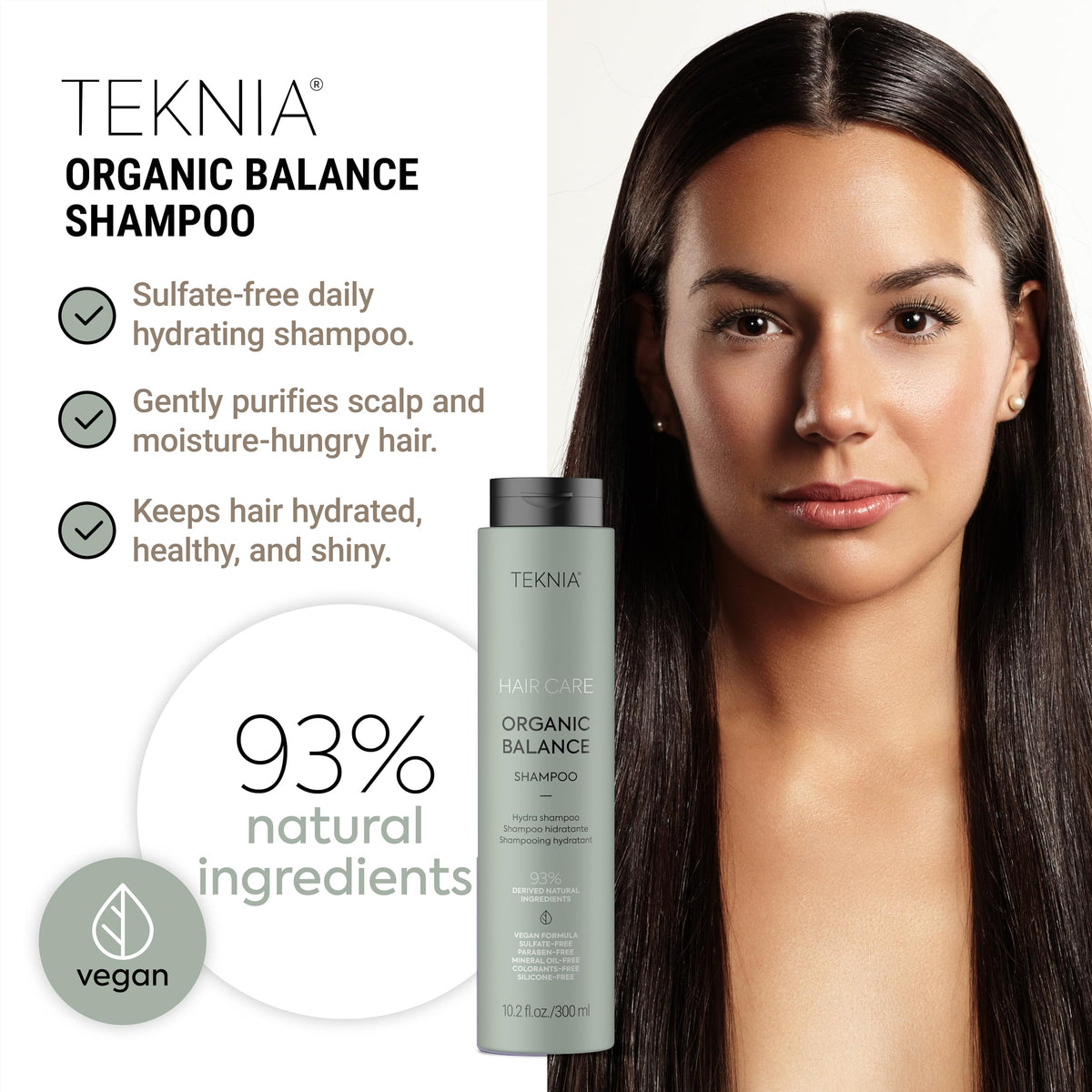 LAKMÉ Teknia Organic Balance Shampoo, Hydrating Shampoo, Hydration for Scalp and Hair, 10.2 Fl Oz