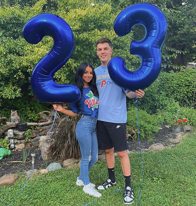 Metallic Blue Number 4 Balloon 40 Inch, 4 Balloon Number, 4th Birthday Decorations, Navy Blue Party Supplies for Boys Girls