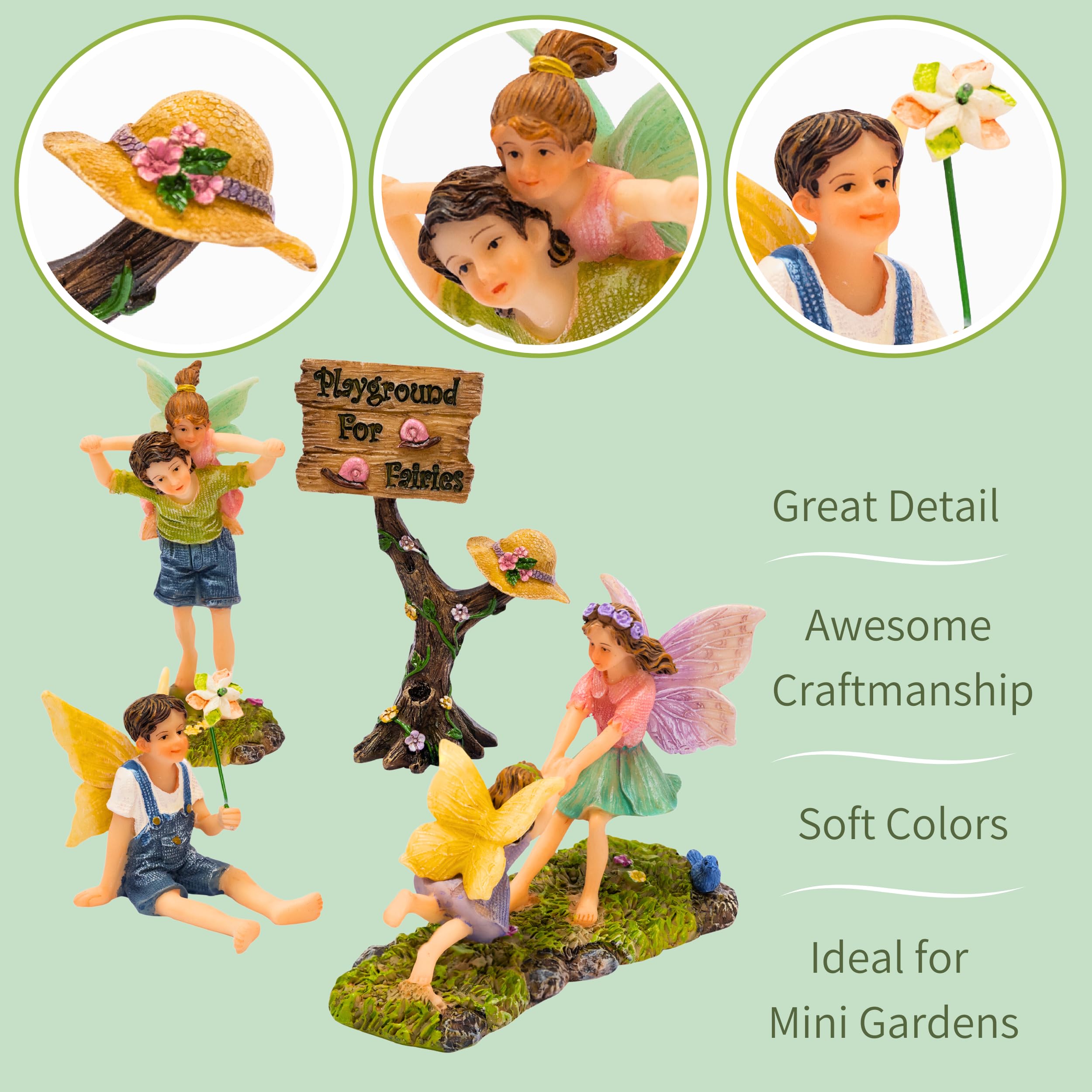 PRETMANNS Fairies for Fairy Garden - 4 Piece Outdoor Figurine Set
