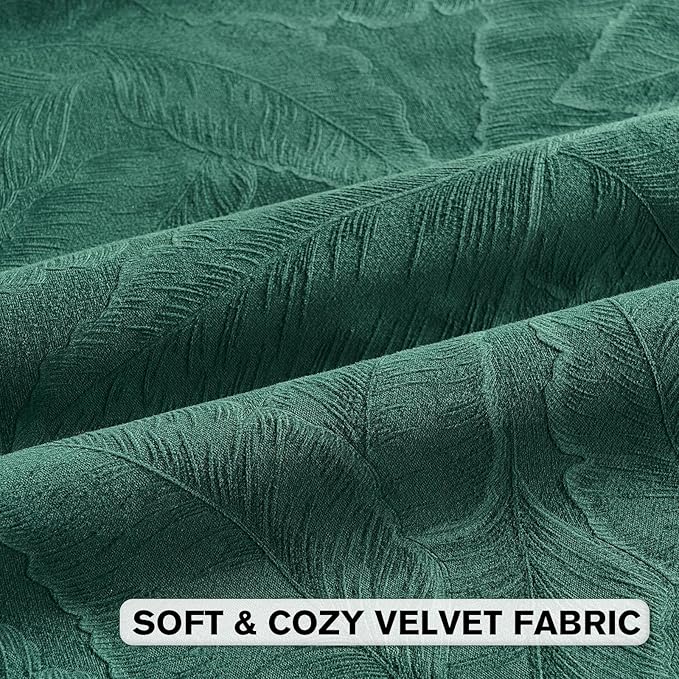 FUTEI Christmas Dark Green Velvet Throw Pillow Covers 26x26 Inch Set of 2,Soft Embossed Leaf-Relief Textured Euro Pillow Shams,Natural Home Decor for Couch Living Room