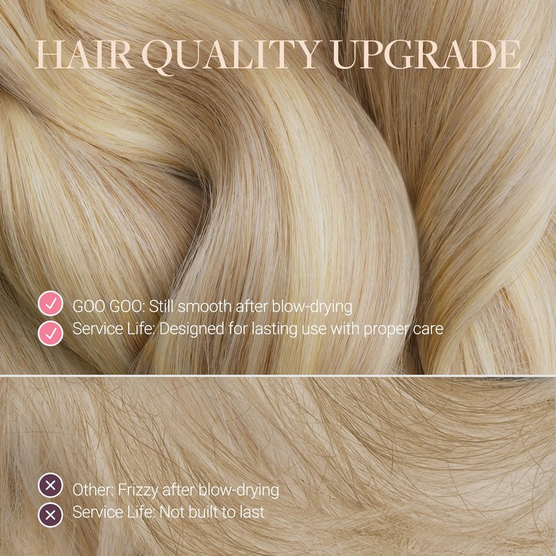 GOO GOO Tape in Human Hair Extensions Remy Invisible No Shedding Waterproof Tape Soft Silky Reusable for Daily Wear, 16/22 Light Blonde Highlighted Golden Blonde, 18inch 50g 20pcs