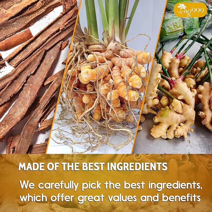 TOG999, 30 Bags Premium Turmeric Ginger Cinnamon Tea. Upgraded Version. Improve Digestion, Support Brain, Weight, Skin and Sleep. Eco-Conscious Tea Bags. No Sugar, No Caffeine, No Gluten, Vegan.