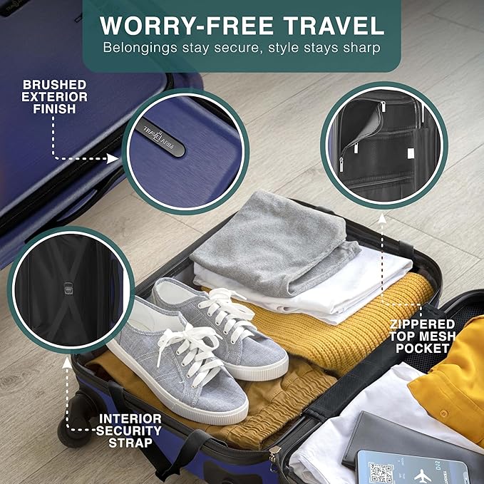 TRAVELARIM 28 Inch Luggage with Spinner Wheels, Hard Shell Suitcase with TSA Locks for Luggage, Travel Large Suitcase, Expandable Hard Shell Suitcases, Navy