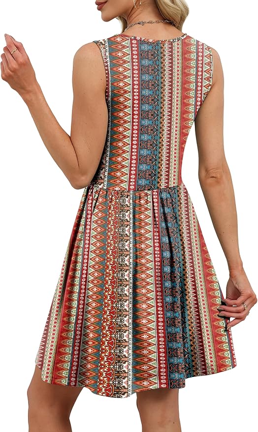 OFEEFAN Summer Dresses for Women Beach Fashion Sundresses Babydoll Dress Button Down Boho Dresses Cute Cross