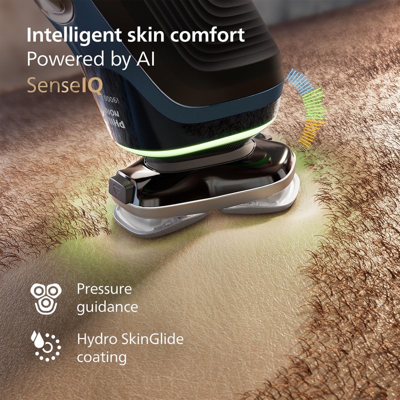 Philips Norelco Shaver i9000 Prestige, Wet & Dry Electric Shaver, Mystic Aqua, SenseIQ Technology, Triple Lift & Cut System, 360 Rotating Dual SteelPrecision Blades, Nose Trimmer, XP9201/88