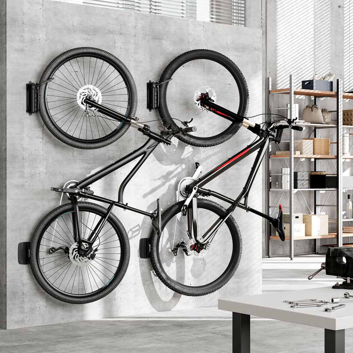monTEK Swivel Bike Wall Mount, Vertical Bike Rack for Garage, 2 Pack, Gray