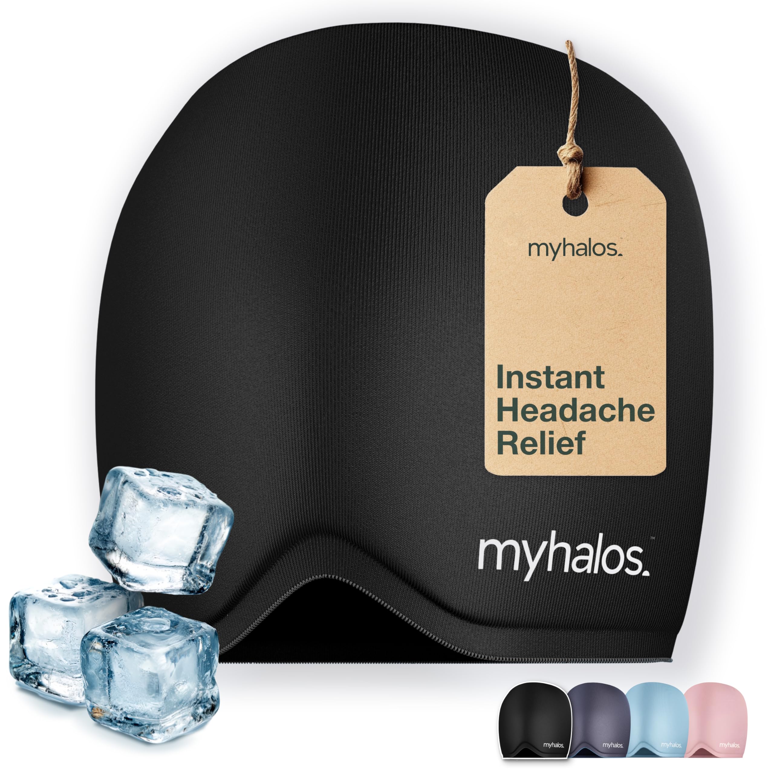 Myhalos® Migraine Relief Cap, Ice Hat for Migraines, Headache Relief Cap, 30% More Gel, Hot & Cold Therapy Head Ice Pack, Cooling Headache Hat, Tension Wrap, Hangover Cap, Ice Face Mask