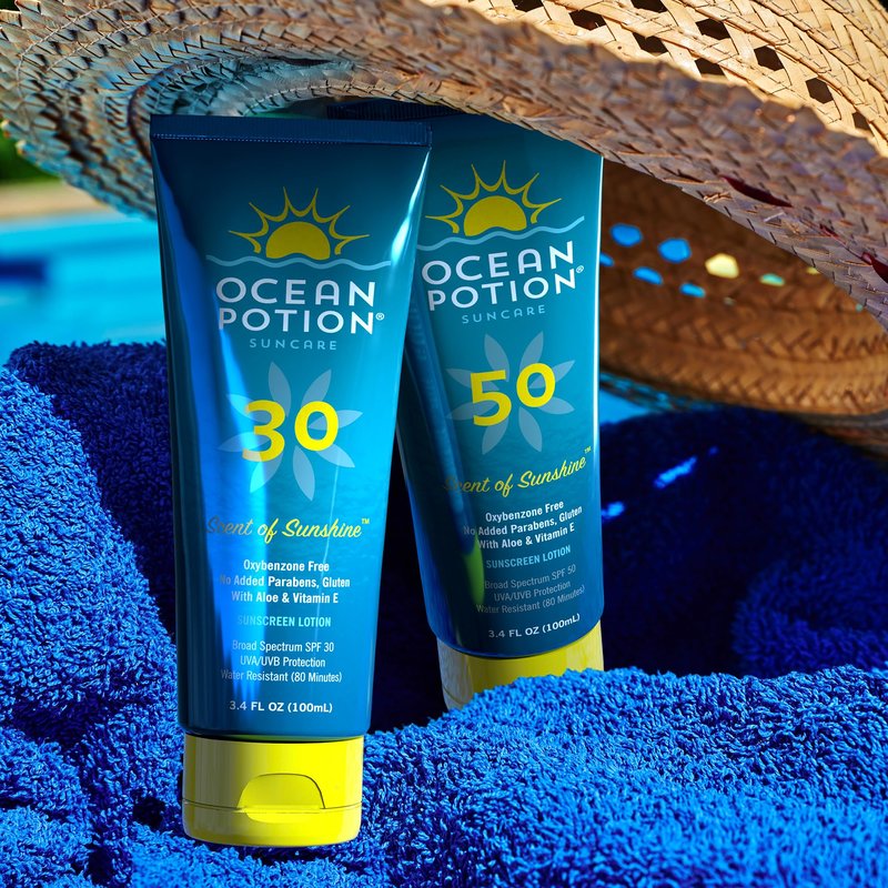 Ocean Potion SPF 30 Sunscreen Body Lotion, Broad Spectrum UVA/UVB Protection with Aloe and Vitamin E, Water-Resistant Non-Greasy Travel Size Sunscreen, 3.4 oz