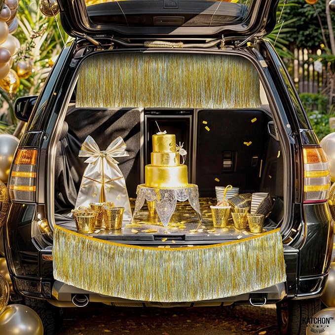 KatchOn, Silver and Gold Fringe Banner Garland - 6.5 Feet, Pack of 2 | Gold Fringe Garland for Golden Birthday Decorations | Golden, Silver Streamers for Graduation Party Decorations 2026