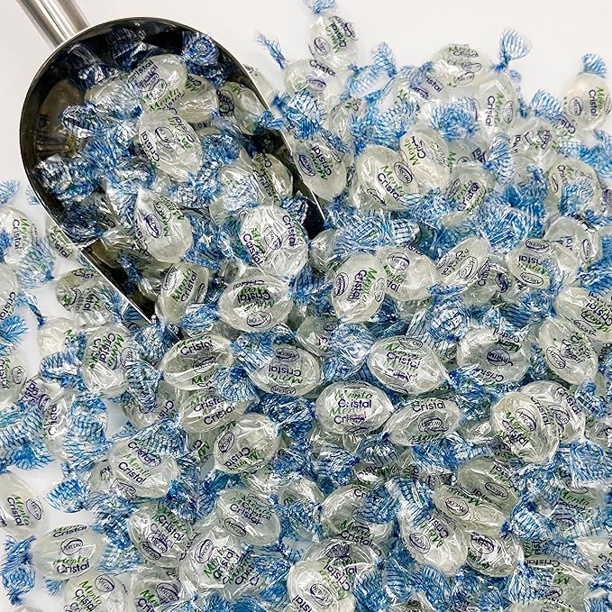 Crystal Candy Hard Mints - 2 Pounds (Approx. 200 Pieces) Arcor Blue Crystal Mint Candy Individually Wrapped, Breath Mints Bulk, After Dinner Mint, Bulk Candy