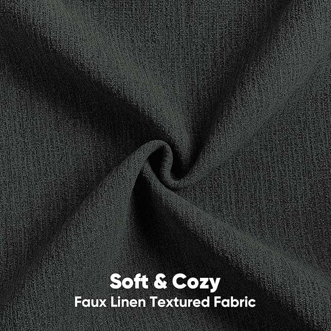 FUTEI Black Chenille Decorative Throw Pillow Covers 22x22 Inch Set of 2,Soft Cozy Faux Linen Textured Cushion Case,Farmhouse Home Decor for Couch Living Room