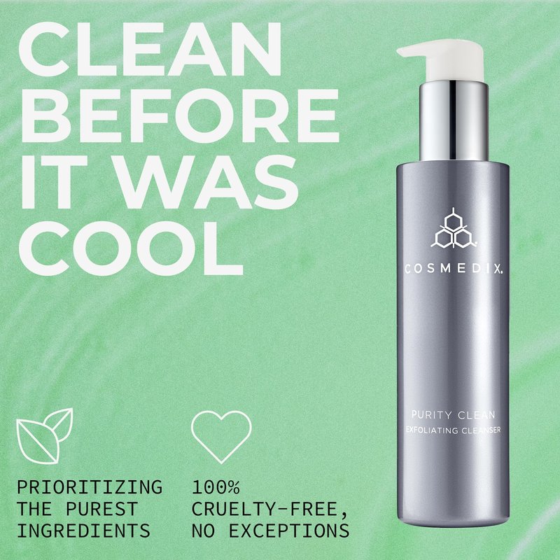 COSMEDIX Purity Clean Exfoliating Facial Cleanser – Moisture-Rich Rejuvenating Face Wash for Fine Lines & Uneven Skin Tone – Essential Oils for Radiant, Even Complexion – 150 ml / 5 fl oz