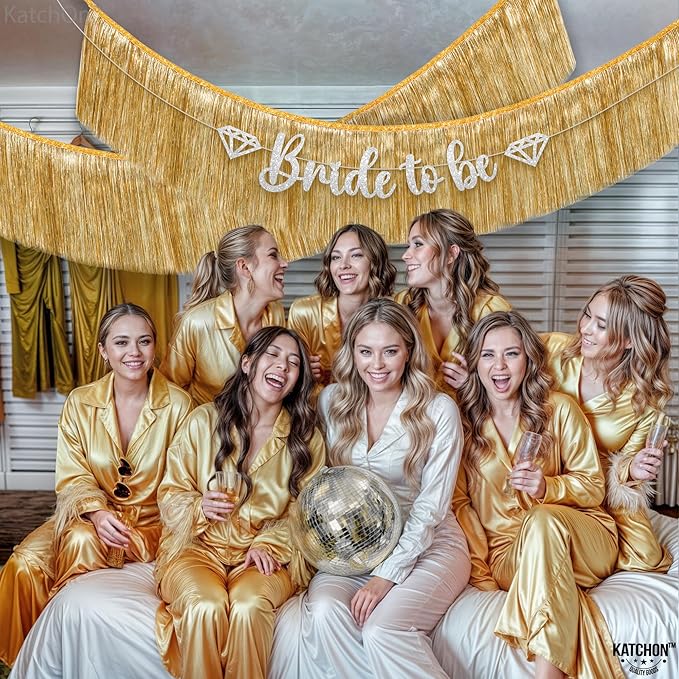 KatchOn, Large Champagne Gold Fringe Garland - 6.5 Feet, Pack of 2 | Foil Fringe Banner for 50th Birthday Decorations | Gold Streamers for Casino, Bachelorette, Graduation Decorations 2026