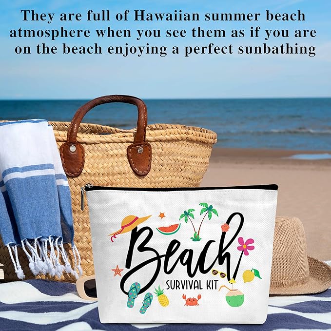 Summer Cosmetic Bag, Cruise Gift Makeup Bag with Zipper for Toiletry Bag Accessories, Beach Lover Gifts for Women Girls Birthday- B10