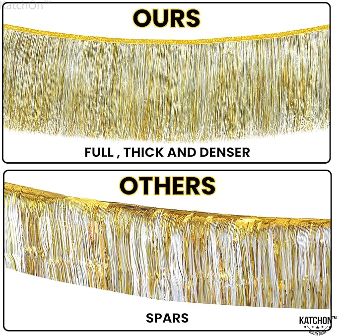KatchOn, Silver and Gold Fringe Banner Garland - 6.5 Feet, Pack of 2 | Gold Fringe Garland for Golden Birthday Decorations | Golden, Silver Streamers for Graduation Party Decorations 2026