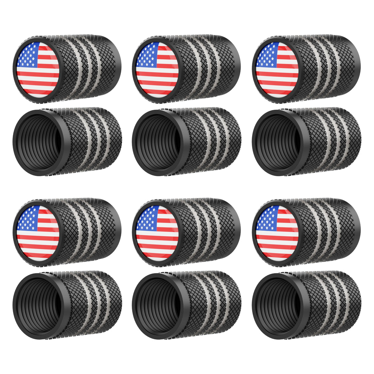 Tire Valve Stem Caps-12 Pack Color Flag,Anodized Aluminum with Rubber Ring Inside Corrosion Resistant and Leak-Proof,Universal D