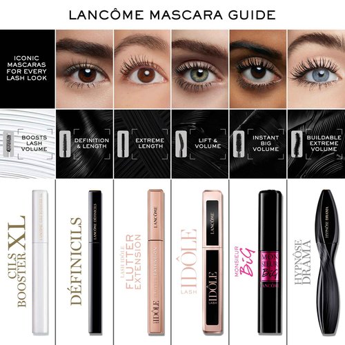 Lancôme Cils Booster XL Mascara Primer & Monsieur Big Volumizing Black Mascara Duo - Voluminizing & Priming Travel Size Makeup Set - For Instant False Lash Look & Big Volume