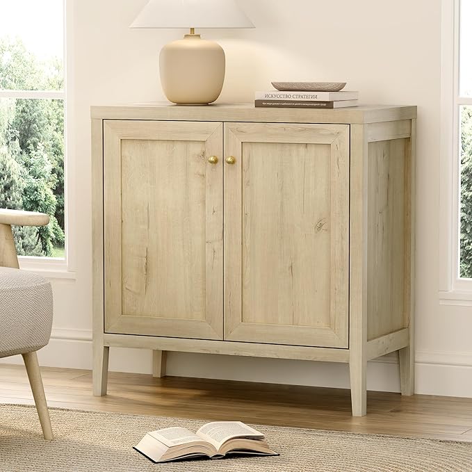 Sideboard Buffet Cabinets with Adjusable Shelves, Farmhouse Storage Cabinet, Credenza, Accent Cabinet, Kitchen Coffee Bar Console Table for Living Dining Room, Light Oak