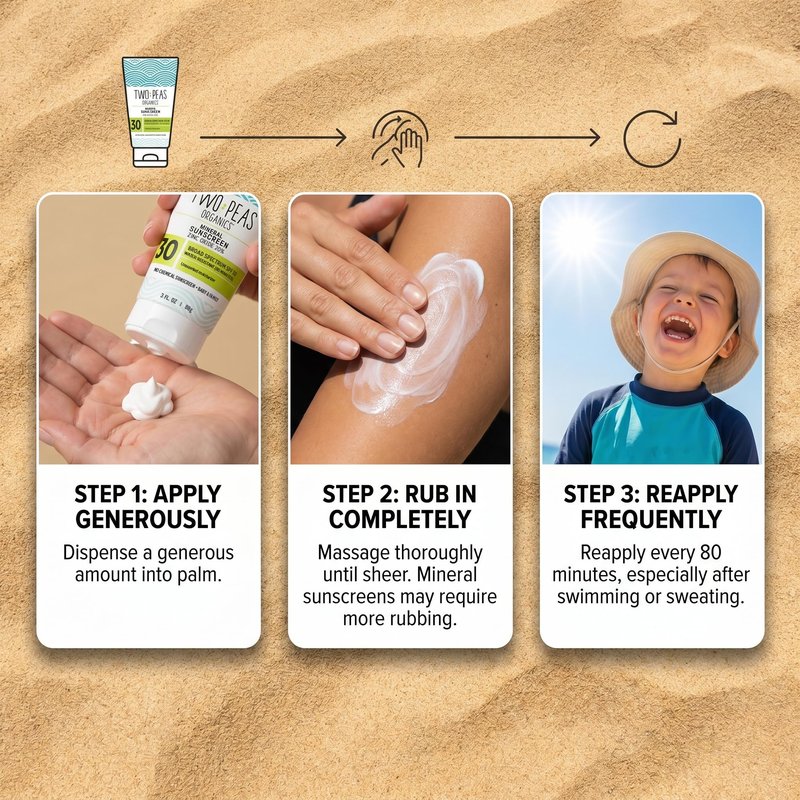 Two Peas Organics Mineral Sunscreen SPF 30 Lotion, Non-Nano Zinc, Reef Safe, Baby & Family Sensitive Skin, Water-Resistant 80 Min, Unscented, Organic & Cruelty Free, 3 oz Single pack