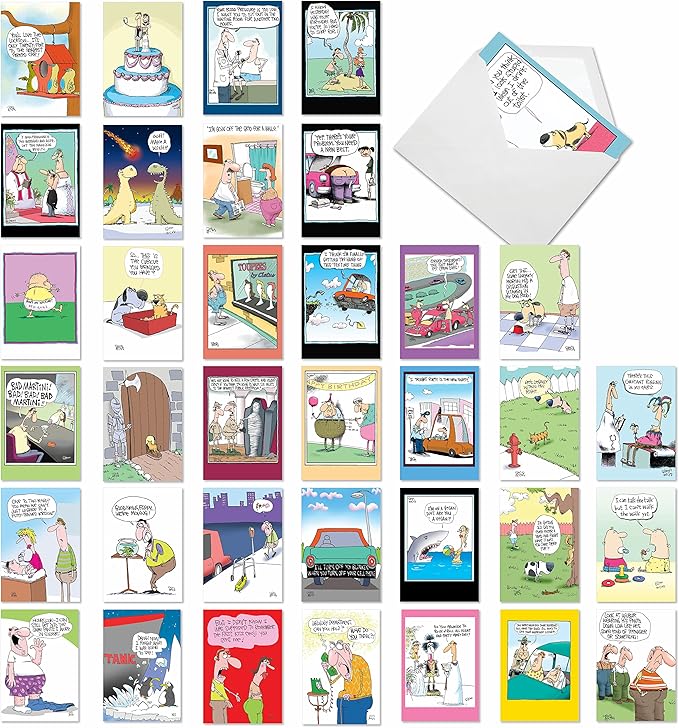 NobleWorks - 36 Assorted Funny Mixed Occasions Greeting Cards Bulk Box Set with Envelopes (36 Designs, 1 Each) Humor Card Variety Pack for Men and Women - A Mix of McCoy AC9381XXG-B1x36