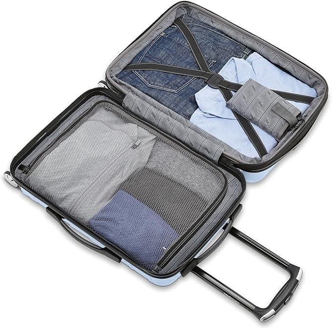 Samsonite Omni 2 Hardside 2 Piece Set - Includes Global Carry-On & Large Checked Suitcases - 360° Dual Spinner Wheels - Integrated TSA Lock & Expansion - Amazon Exclusive - Pale Blue