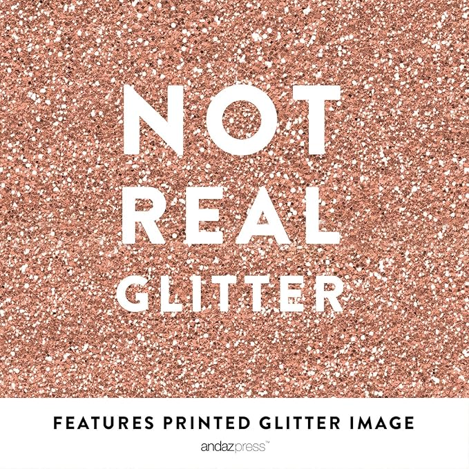 Andaz Press Wedding Party Signs, Glitzy Rose Gold Glitter, 8.5x11-inch, For Happy Tears Tissue Kleenex Ceremony Sign, 1-Pack, Bokeh Colored Party Supplies