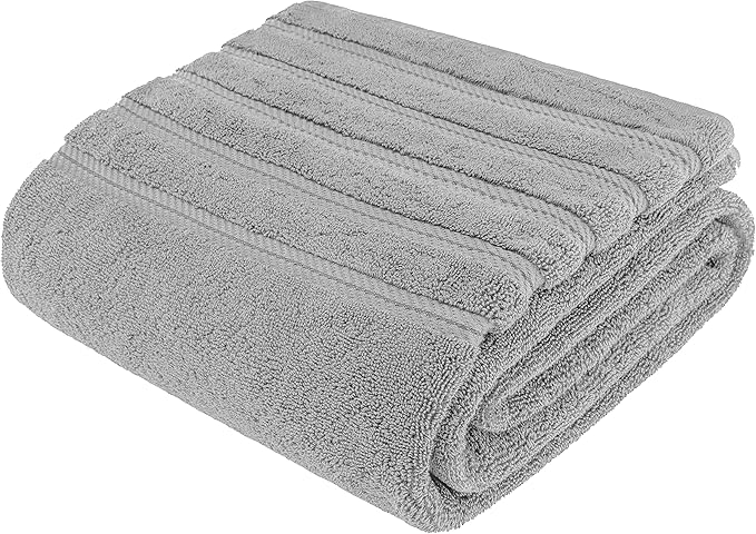 American Soft Linen 35x70 Jumbo Large Bath Towels, 600 GSM 100% Cotton Turkish Bath Sheet, Oversized Luxury Bath Towels for Bathroom Beach and Pool, Light Grey