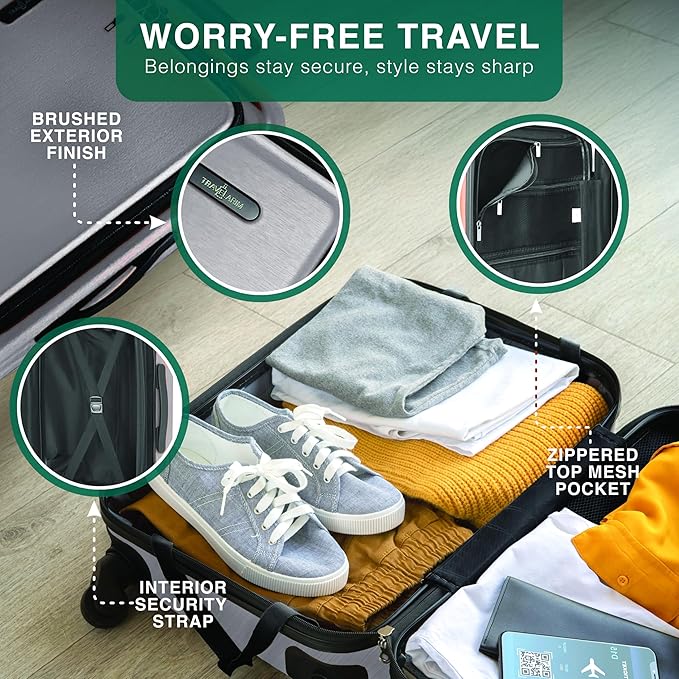 TRAVELARIM Luggage Sets 2 Piece, 24 Inch Suitcase and 28 Inch Luggage with Spinner Wheels, Durable Hard Shell Suitcase Set, Expandable Travel Suitcases with Wheels, Grey