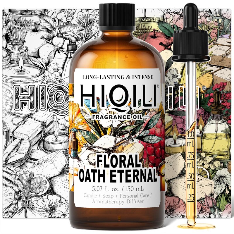 HIQILI Floral Oath Eternal Fragrance Oil, Jasmine & Peach Scents, Perfect for Soap & Candle Making, Essential Oil Diffusers, Skin and Body Scenting - 5.07 Fl Oz