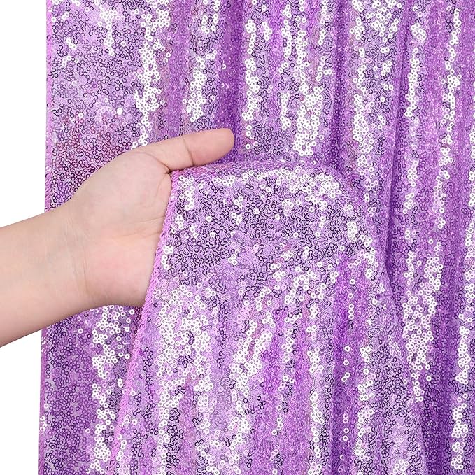 B-COOL Lavender Sequin Backdrop Curtains 2 Panels 2ftx8ft Purple Sparkly Curtains for Birthday Party Wedding Glitter Curtains Backdrop Decorations