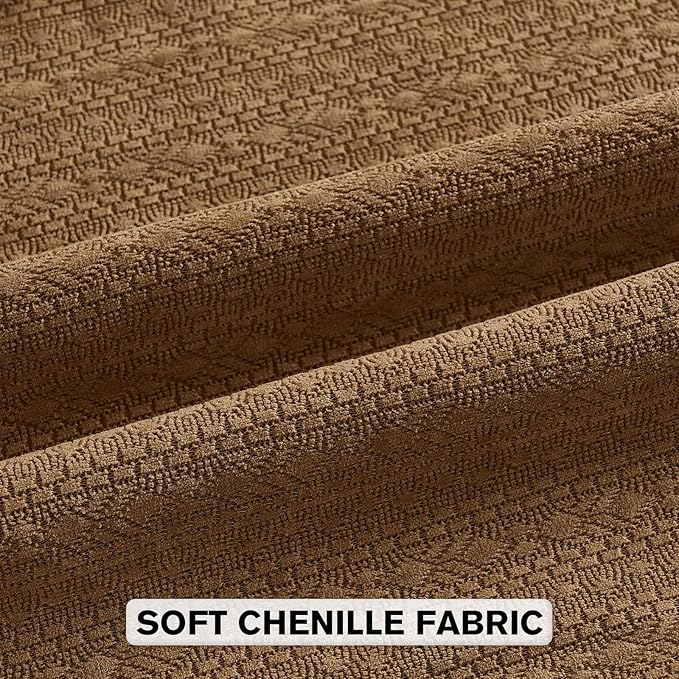 FUTEI Tobacco Chenille Throw Pillow Covers 24x24 Inch Set of 2,Soft Striped & Diamond Textured European Cushion Cases,Modern Home Decor for Couch Living Room