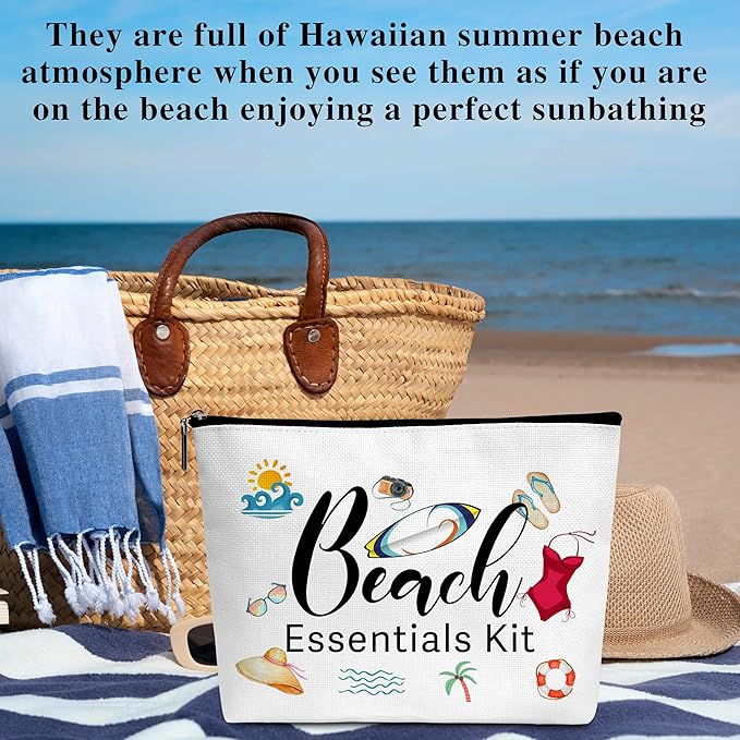 Summer Cosmetic Bag, Cruise Gift Makeup Bag with Zipper for Toiletry Bag Accessories, Beach Lover Gifts for Women Girls Birthday- B15