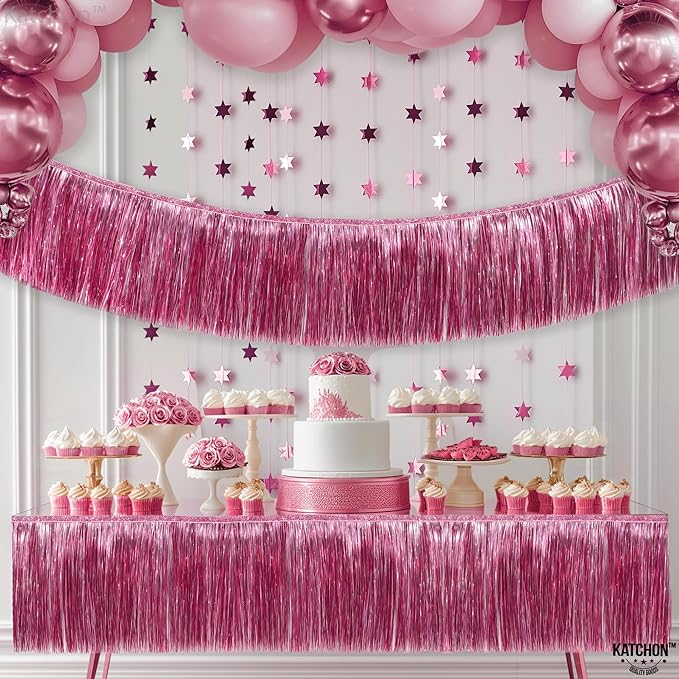 KatchOn, XtraLarge Pink Fringe Banner - 6.5 Ft,Pack of 2 | Fringe Garland for Birthday Party | Pink Streamers for Gender Reveal, Bachelorette Party Decorations | Graduation Decorations 2026