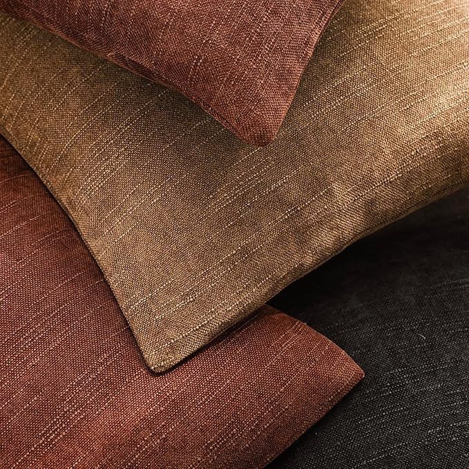 Foindtower Pack of 2 Textured Chenille Throw Decorative Pillow Covers Square Accent Solid Cushion Cover Neutral Farmhouse Lumbar Pillow Case for Couch Sofa Bedroom Living Room 12x20 Inch,Red Taupe