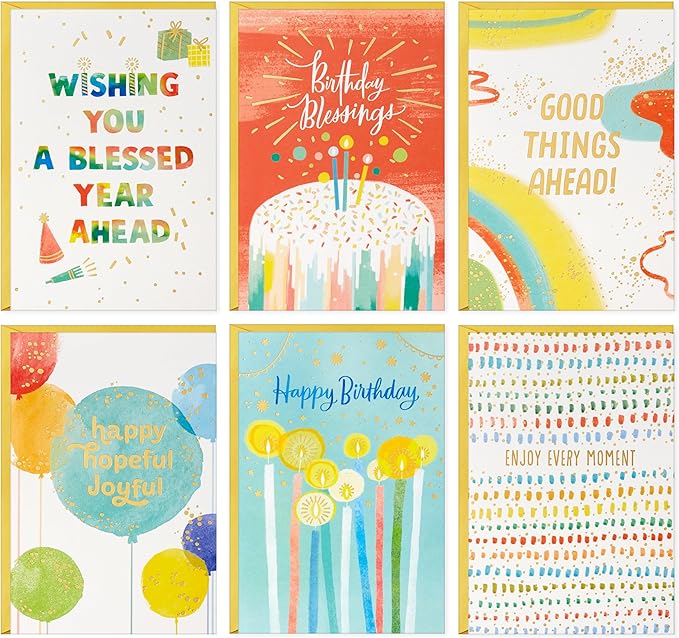 Hallmark Spiritual Birthday Card Assortment (36 Cards with Envelopes, 6 Designs) Blessed Birthday