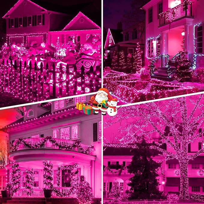weillsnow Pink Valentine's Day Lights Outdoor, 164 FT 500 LED String Lights Plug in, 8 Modes Waterproof Fairy Lights for Valentines Day, Christmas, Party, Wedding, Bedroom, Garden Decorations