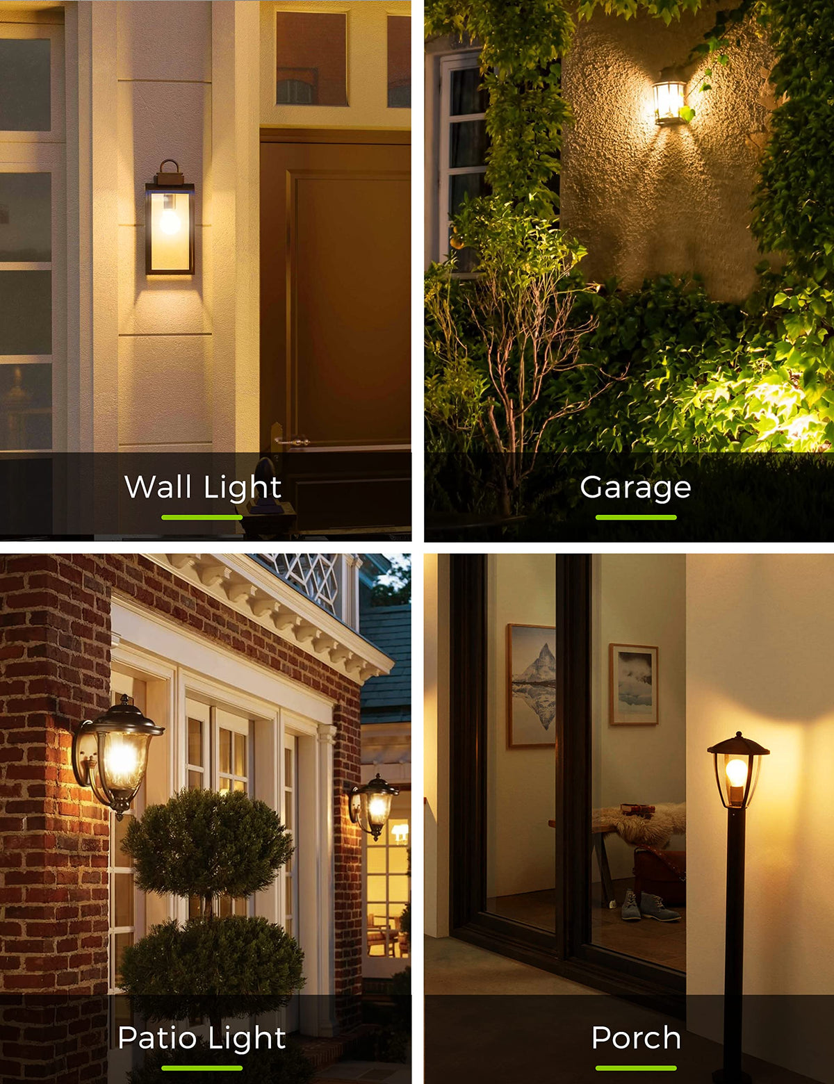 LOHAS Dusk to Dawn Sensor Light Bulbs, 40W Equivalent LED Outdoor Lighting, Warm White 2700K Automatic Photocell Light Bulb Outside, A19 6W Bright Porch Light Bulbs, 500LM E26 for Garage Patio,4 Pack